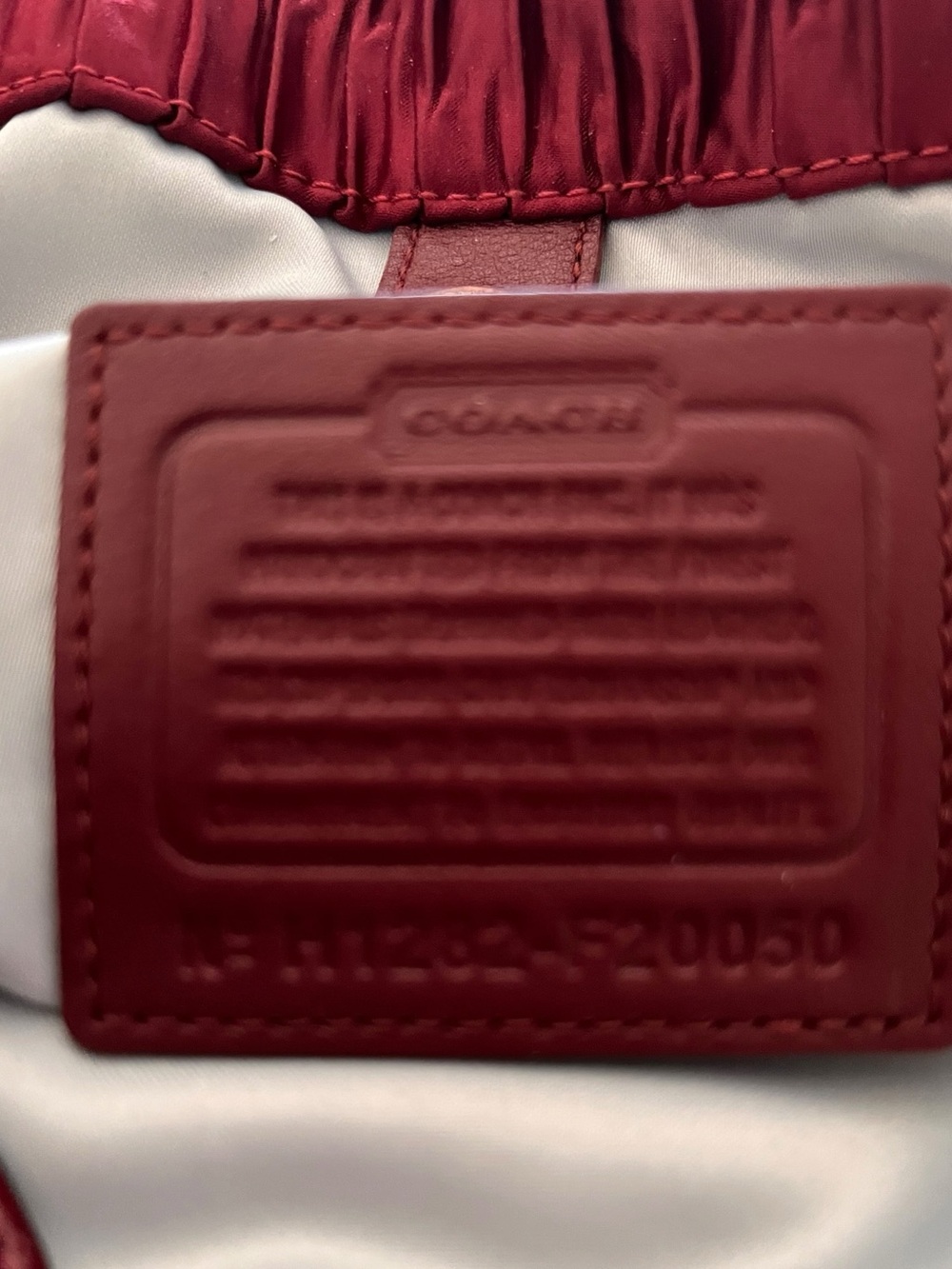 Coach F20050 Ashley Gathered Satin Carryall Satchel Bordeaux NWOT - Picture 2 of 15